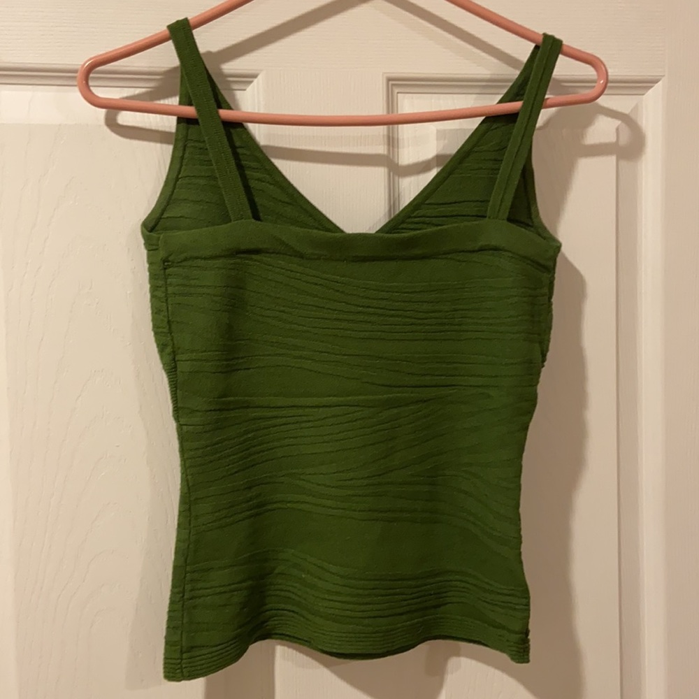 Cache V-Neck Green Textured Tank Top Size XS - Picture 6 of 8